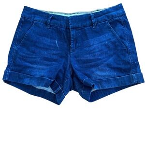 Dear John Blue Jean Shorts with Cuffed Hem and Slim Fit
